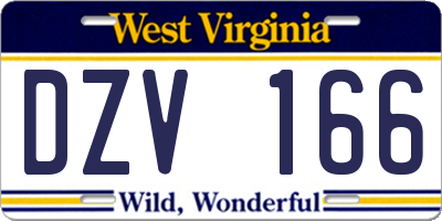 WV license plate DZV166