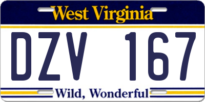 WV license plate DZV167