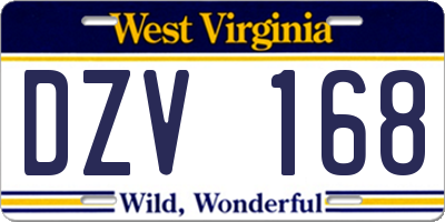 WV license plate DZV168