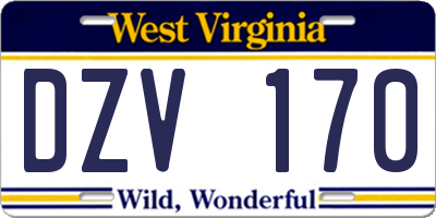 WV license plate DZV170