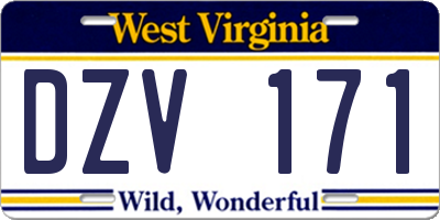 WV license plate DZV171