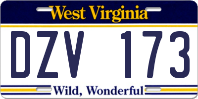 WV license plate DZV173