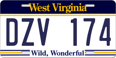 WV license plate DZV174