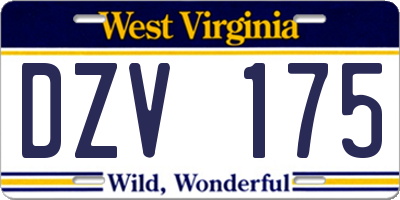 WV license plate DZV175