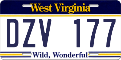 WV license plate DZV177