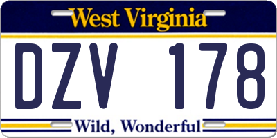 WV license plate DZV178