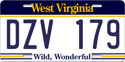 WV license plate DZV179