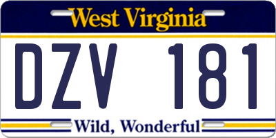 WV license plate DZV181