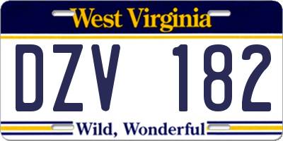 WV license plate DZV182