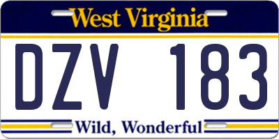 WV license plate DZV183