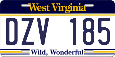 WV license plate DZV185