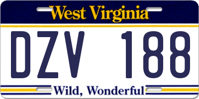 WV license plate DZV188