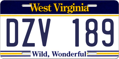 WV license plate DZV189