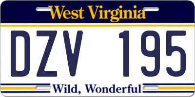 WV license plate DZV195