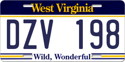 WV license plate DZV198