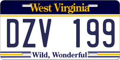 WV license plate DZV199