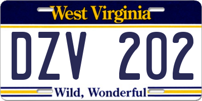 WV license plate DZV202