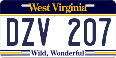 WV license plate DZV207