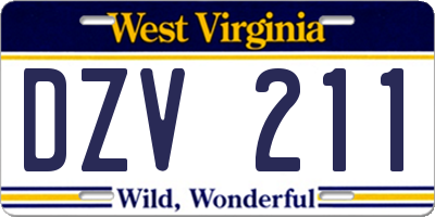 WV license plate DZV211