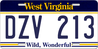 WV license plate DZV213