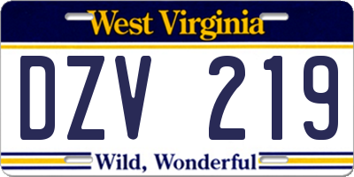 WV license plate DZV219