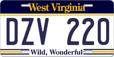 WV license plate DZV220