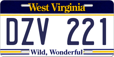 WV license plate DZV221