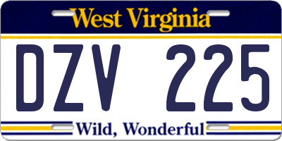 WV license plate DZV225