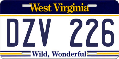 WV license plate DZV226