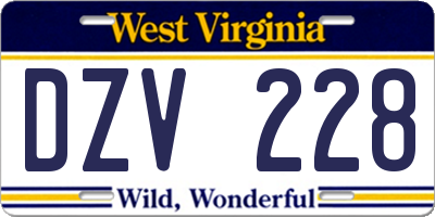 WV license plate DZV228