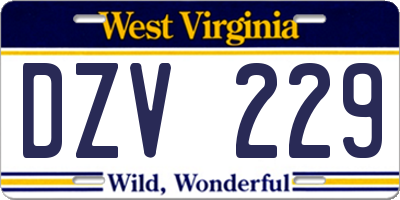 WV license plate DZV229