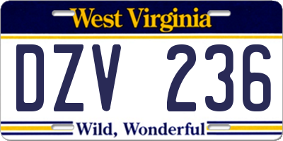 WV license plate DZV236