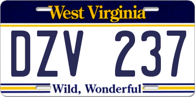 WV license plate DZV237