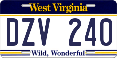 WV license plate DZV240