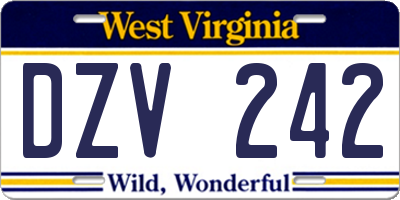 WV license plate DZV242