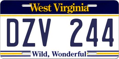 WV license plate DZV244