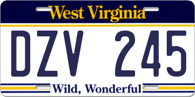 WV license plate DZV245