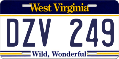 WV license plate DZV249