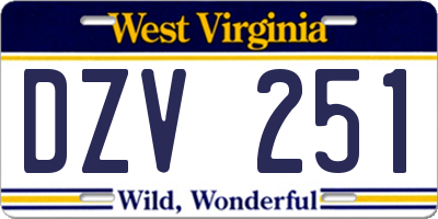 WV license plate DZV251