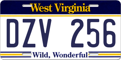 WV license plate DZV256