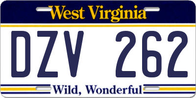 WV license plate DZV262