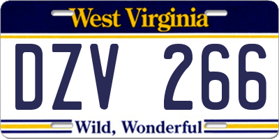 WV license plate DZV266