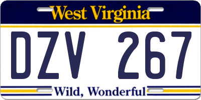 WV license plate DZV267