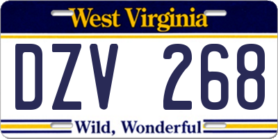 WV license plate DZV268