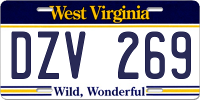 WV license plate DZV269