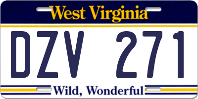 WV license plate DZV271