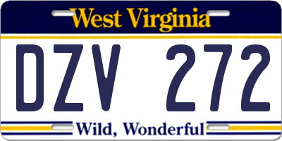 WV license plate DZV272