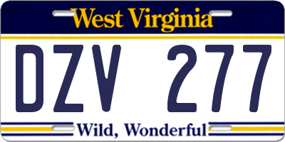 WV license plate DZV277