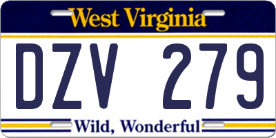 WV license plate DZV279