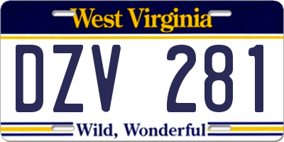 WV license plate DZV281